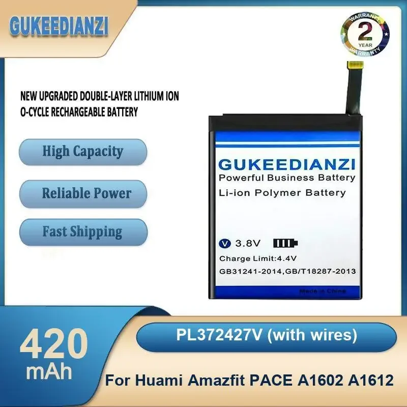 PL372427V (с проводами) Аккумулятор для часов большой емкости 420 мАч для Huami Amazfit PACE A1602 A1612
PL372427V (с проводами) Аккумулятор для часов большой емкости 420 мАч для Huami Amazfit PACE A1602 A1612