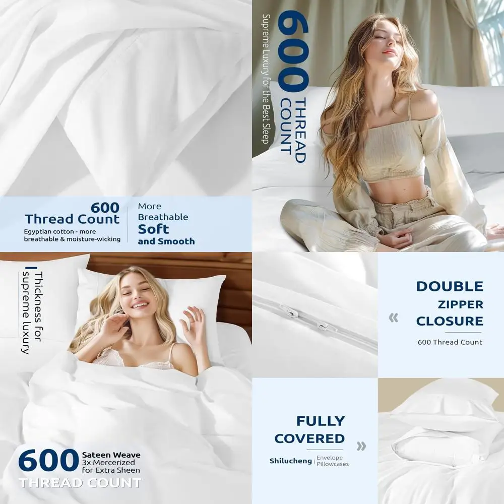 100% Cotton Queen Size Duvet Covers - 600 Thread Count, Luxury Sateen Weave Egyptian Cotton Comforter Cover with Zipper Closure
100% Cotton Queen Size Duvet Covers - 600 Thread Count, Luxury Sateen Weave Egyptian Cotton Comforter Cover with Zipper Closure
