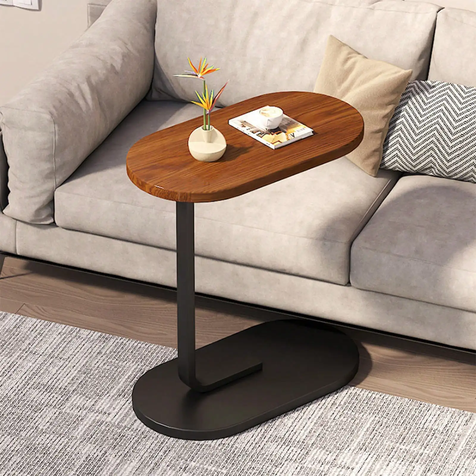 C-Shaped Oval End Table For Sofa And Bed - Space Saving Side Table With Sturdy Metal Frame And Wooden Top, Slide Under Design For Living Room Bedroom Office, Compact Furniture For Small Spaces With Stable Construction
C-Shaped Oval End Table For Sofa And Bed - Space Saving Side Table With Sturdy Metal Frame And Wooden Top, Slide Under Design For Living Room Bedroom Office, Compact Furniture For Small Spaces With Stable Construction