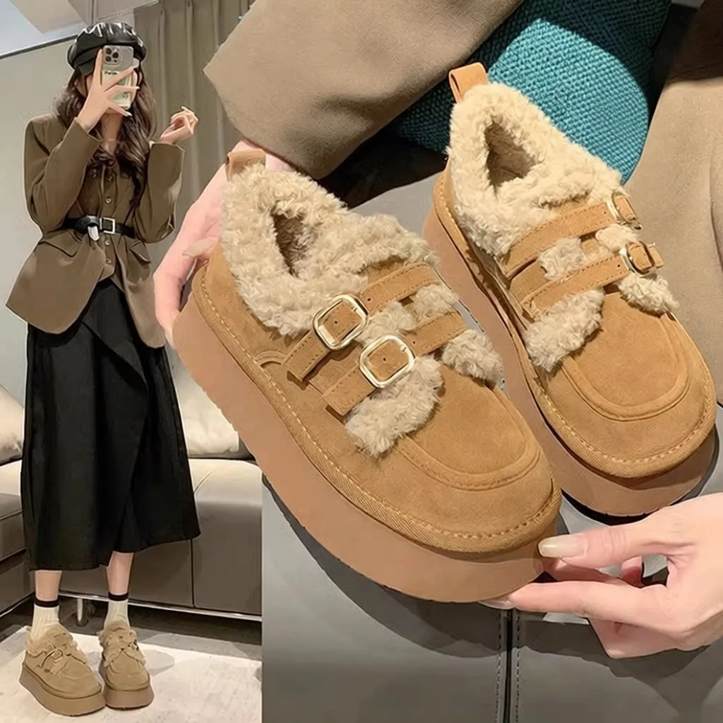 Women's Thick Bottom Cotton Slippers Winter Outdoor Fashion Lazy Snowy Ground Retro Fleece Lined Style Shoes
Women's Thick Bottom Cotton Slippers Winter Outdoor Fashion Lazy Snowy Ground Retro Fleece Lined Style Shoes