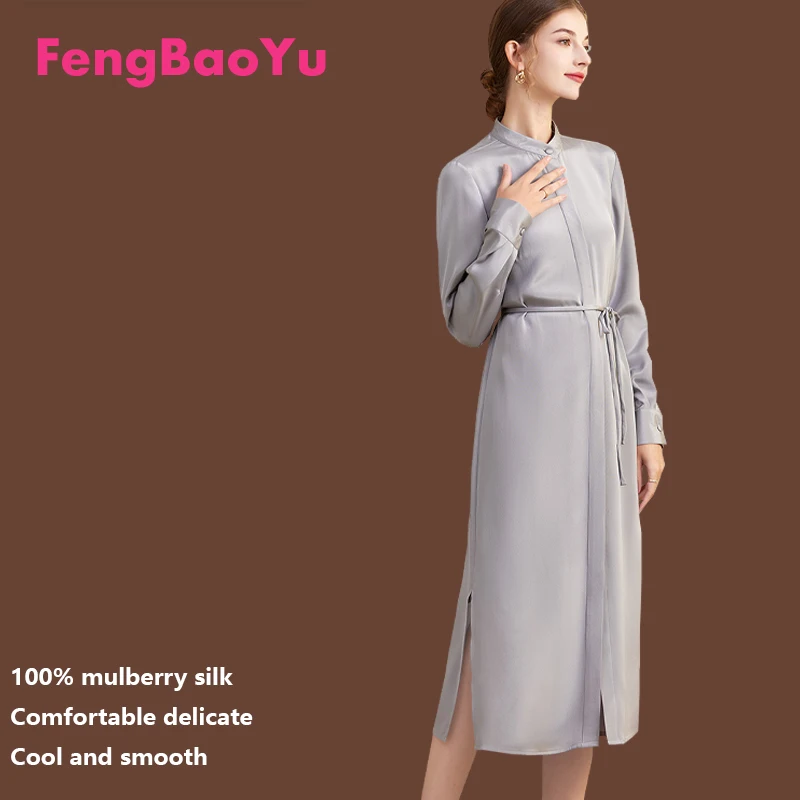 100% Mulberry Silk Women Long-sleeved Dress Silver Gray Silk Shirt-style Dress Elegant and Noble Light Luxury Women's Dress
100% Mulberry Silk Women Long-sleeved Dress Silver Gray Silk Shirt-style Dress Elegant and Noble Light Luxury Women's Dress