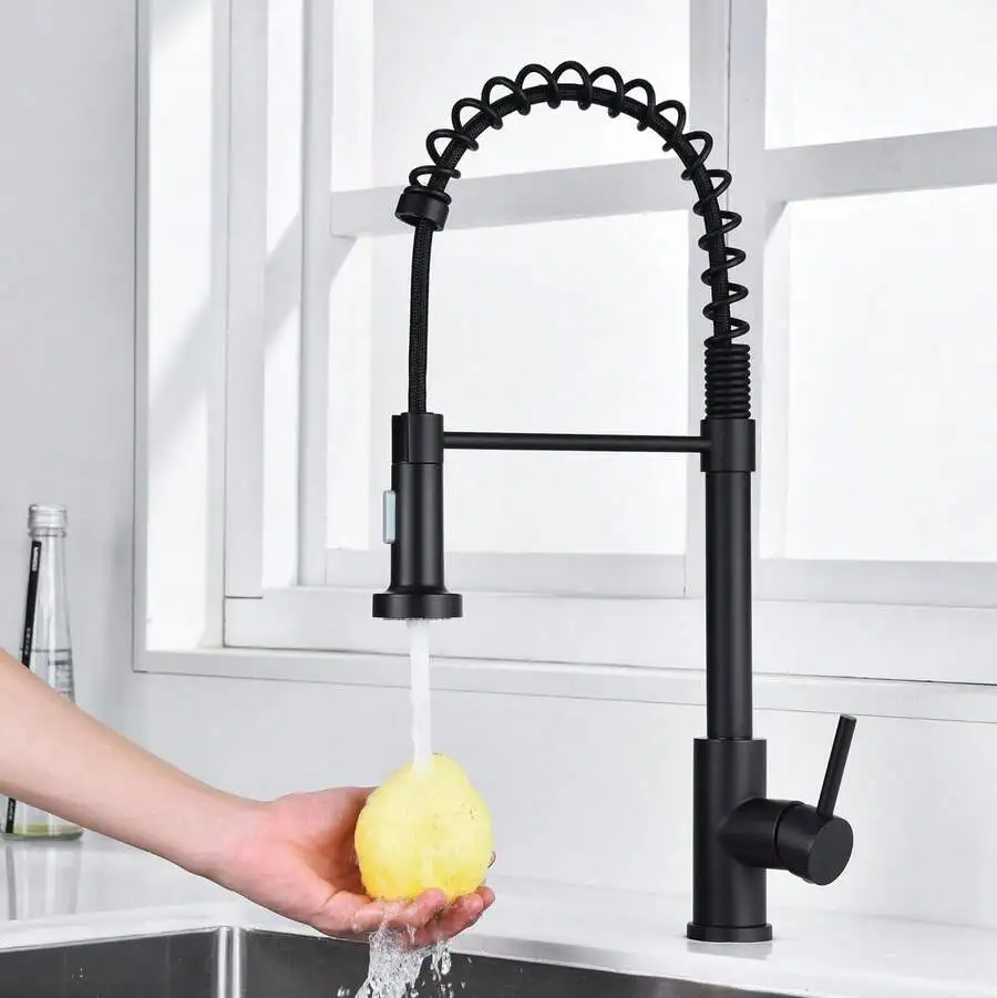 Matte Black Brushed Silver Nickel Kitchen Faucet High Arc Spring 304 Stainless Steel Single Hole Pull Down Sprayer Dual Function
Matte Black Brushed Silver Nickel Kitchen Faucet High Arc Spring 304 Stainless Steel Single Hole Pull Down Sprayer Dual Function