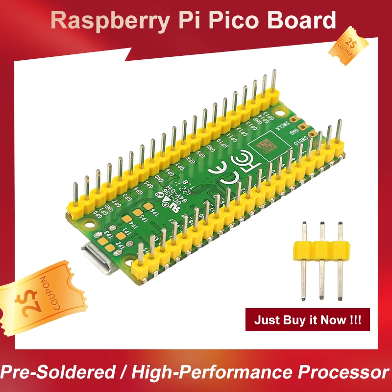 Raspberry Pi Pico, контактный разъем для платы, предварительно припаянный двухъядерный маломощный микрокомпьютер, высокопроизводительный процессор, предварительно припаянный PICO
Raspberry Pi Pico, контактный разъем для платы, предварительно припаянный двухъядерный маломощный микрокомпьютер, высокопроизводительный процессор, предварительно припаянный PICO