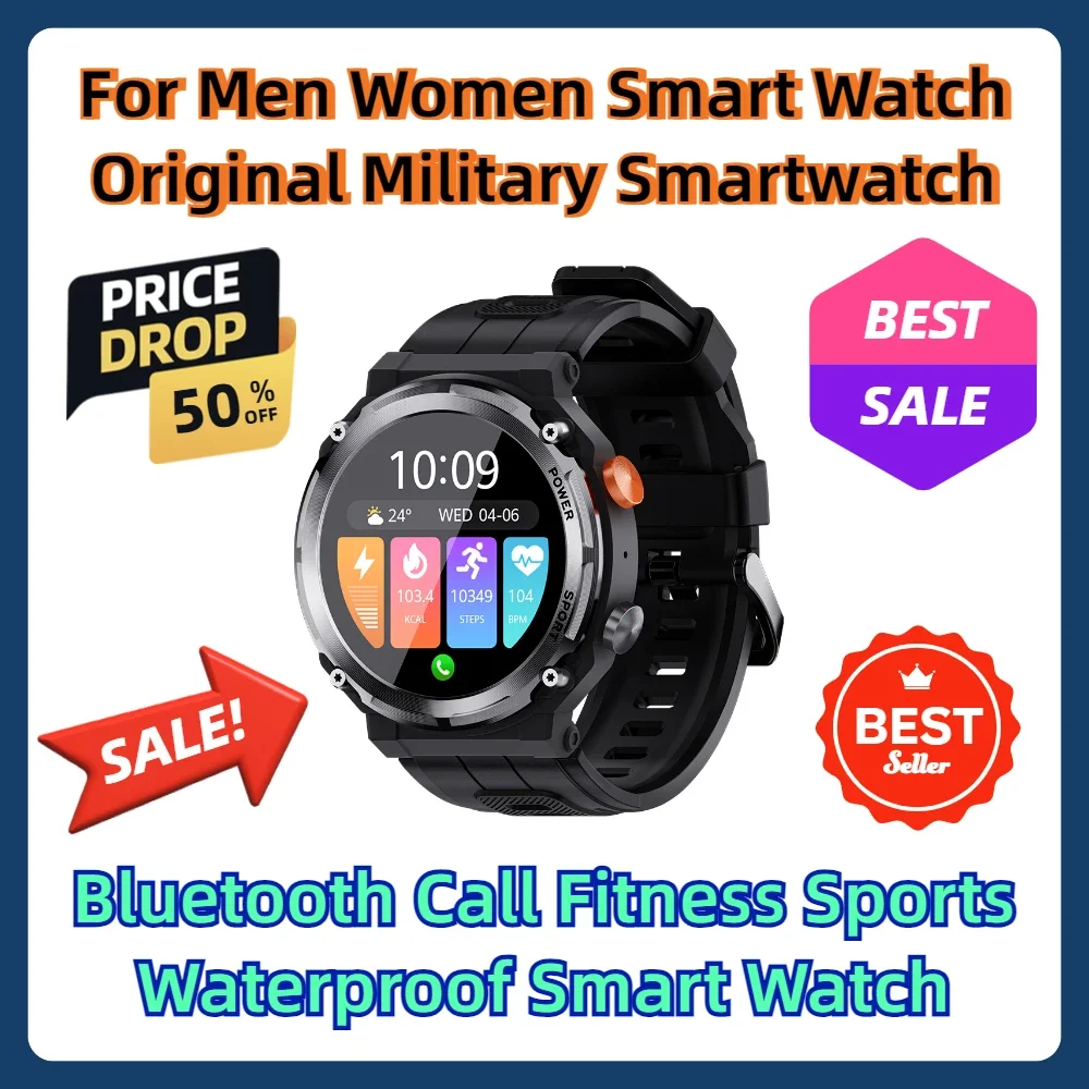 For Men Women Smart Watch Original Military Smartwatch Bluetooth Call Fitness Sports Waterproof Smart Watch
For Men Women Smart Watch Original Military Smartwatch Bluetooth Call Fitness Sports Waterproof Smart Watch