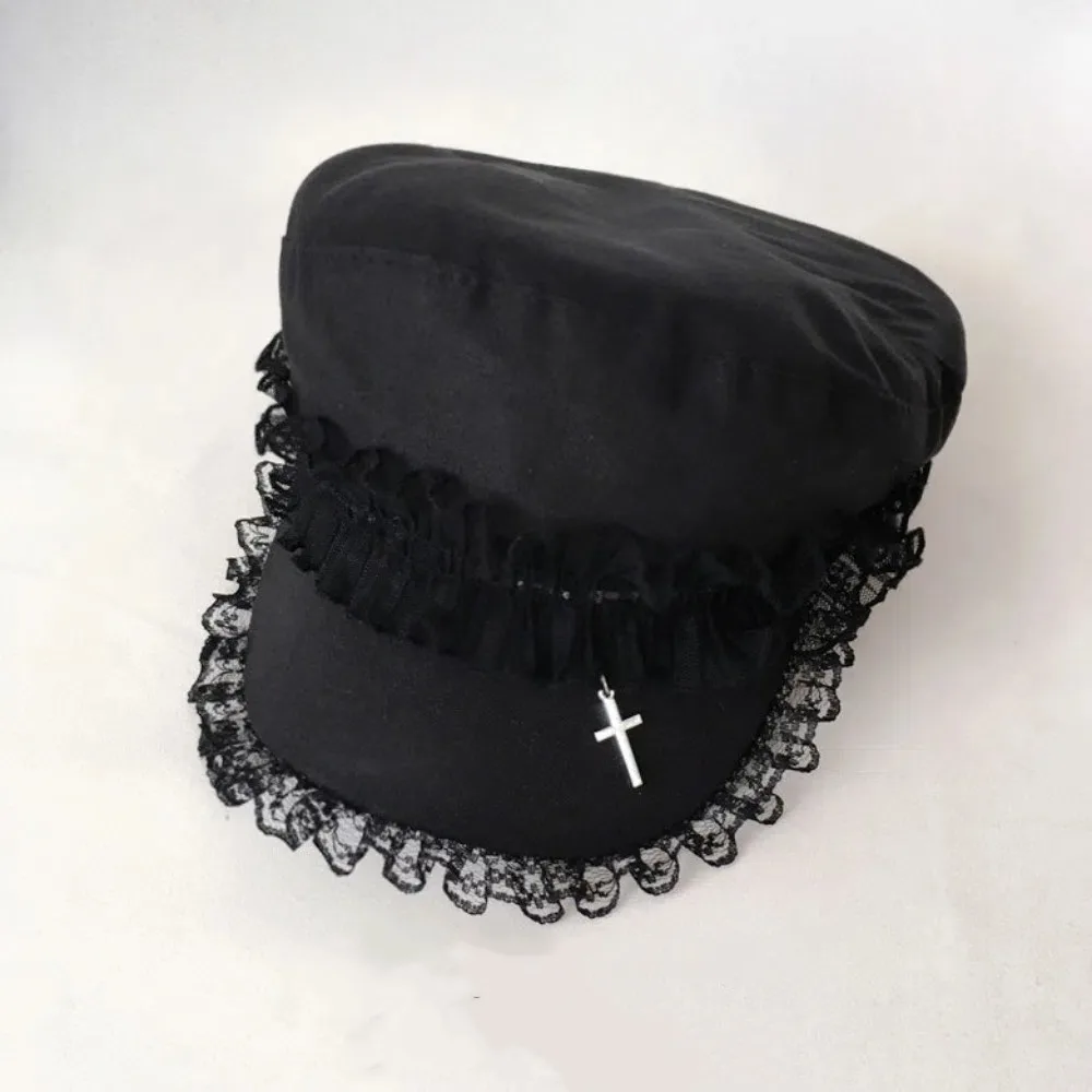Sweet Double layer Beret Hat Lace Cross Dark Design Sense Versatile Beret Look Small Face Y2K Hat Girl
Sweet Double layer Beret Hat Lace Cross Dark Design Sense Versatile Beret Look Small Face Y2K Hat Girl
