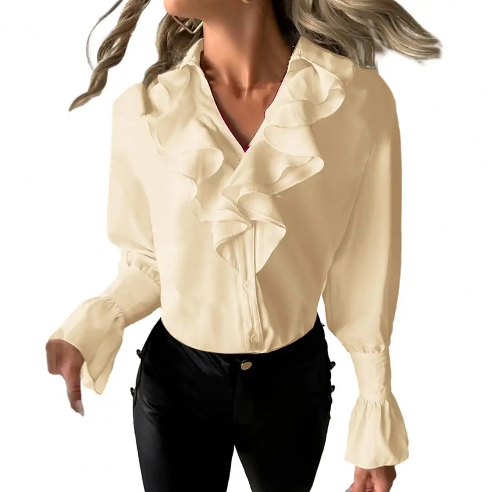 Blouse Women 2023 Fall Spring Shirt V Neck Ruffle Long Sleeve Solid Color Puff Sleeve OL Commute Style Lady Elegant Blouse
Blouse Women 2023 Fall Spring Shirt V Neck Ruffle Long Sleeve Solid Color Puff Sleeve OL Commute Style Lady Elegant Blouse