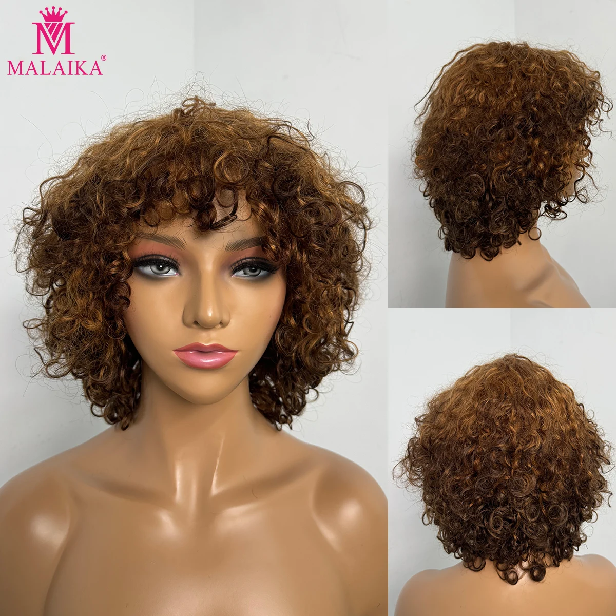 Light Brown 200% Density Full Machine Made Water Wave Human Hair Wig with Bangs Short Jerry Curly Human Hair Bob Wigs 12 inch
Light Brown 200% Density Full Machine Made Water Wave Human Hair Wig with Bangs Short Jerry Curly Human Hair Bob Wigs 12 inch