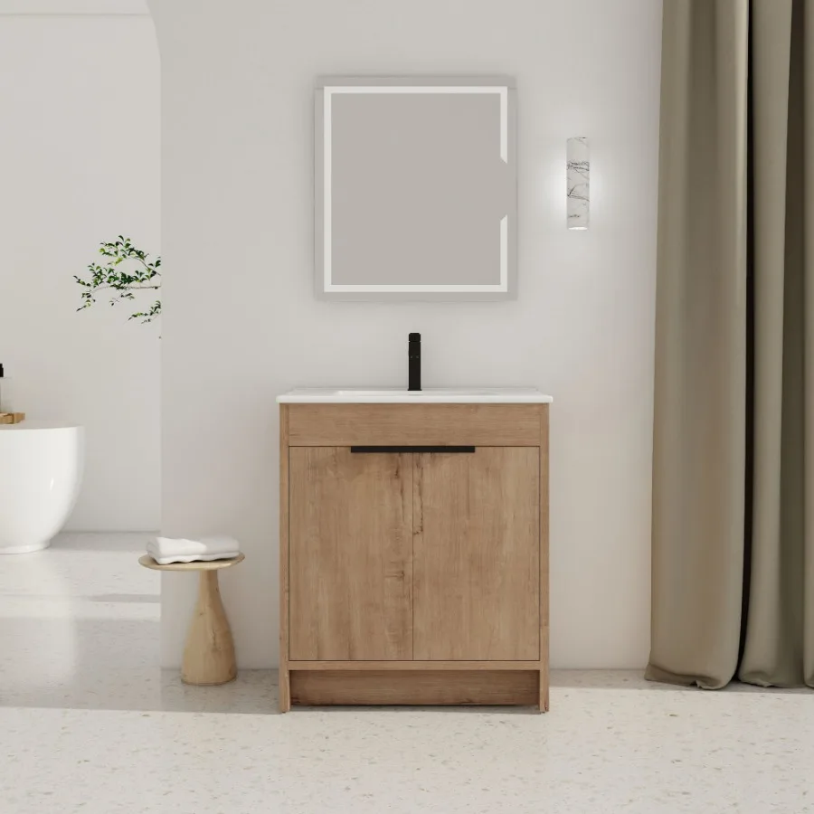 30 Freestanding Bathroom Vanity with White Ceramic Sink 2 SoftClose Cabinet Doors (KDPACKING BVB02430IMOBL9075B
30 Freestanding Bathroom Vanity with White Ceramic Sink 2 SoftClose Cabinet Doors (KDPACKING BVB02430IMOBL9075B