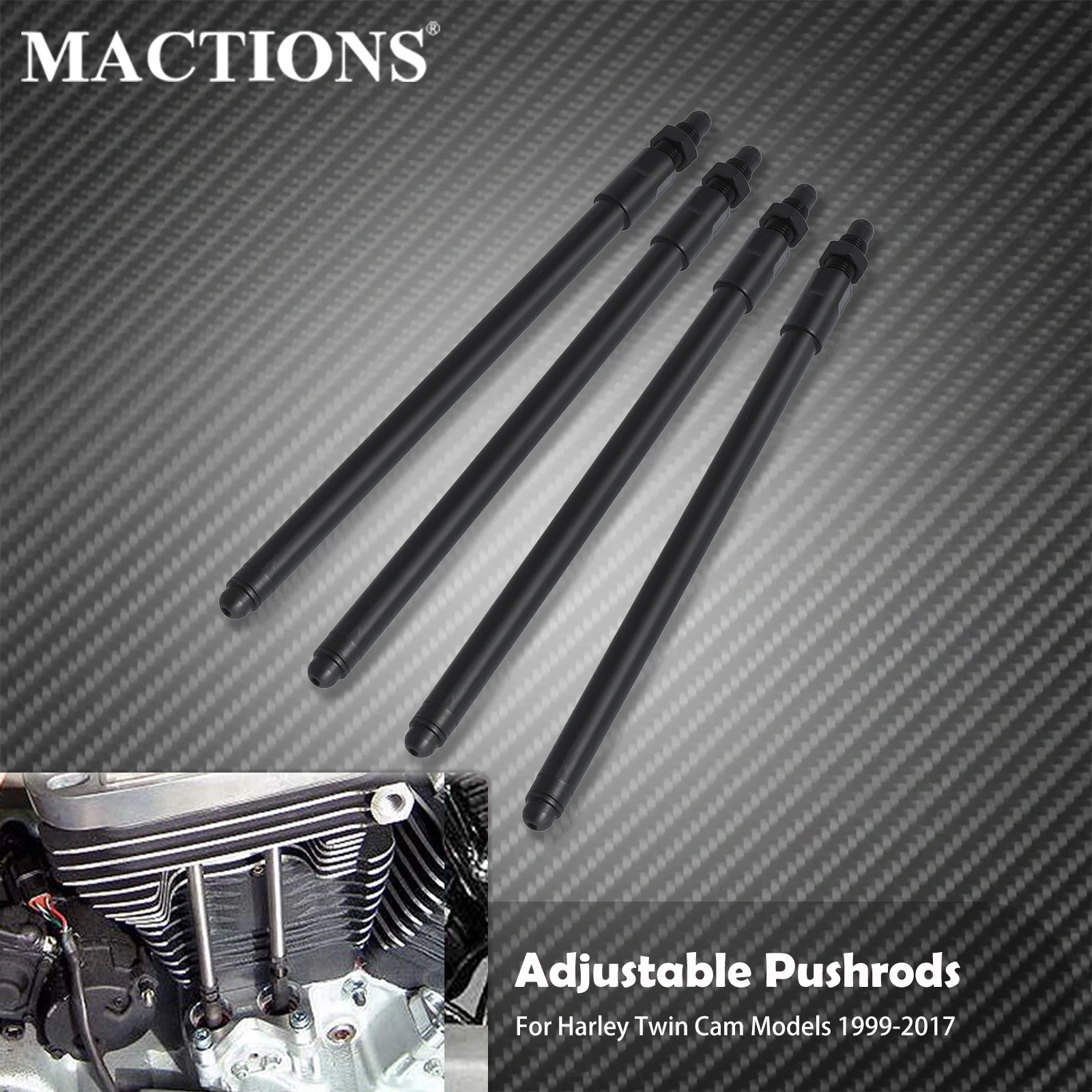 4PCS Motorcycle Adjustable Pushrods Black For Harley Twin Cam Models Softail Fatboy Touring Electra Road Glide Dyna FXBB 1999-17
4PCS Motorcycle Adjustable Pushrods Black For Harley Twin Cam Models Softail Fatboy Touring Electra Road Glide Dyna FXBB 1999-17