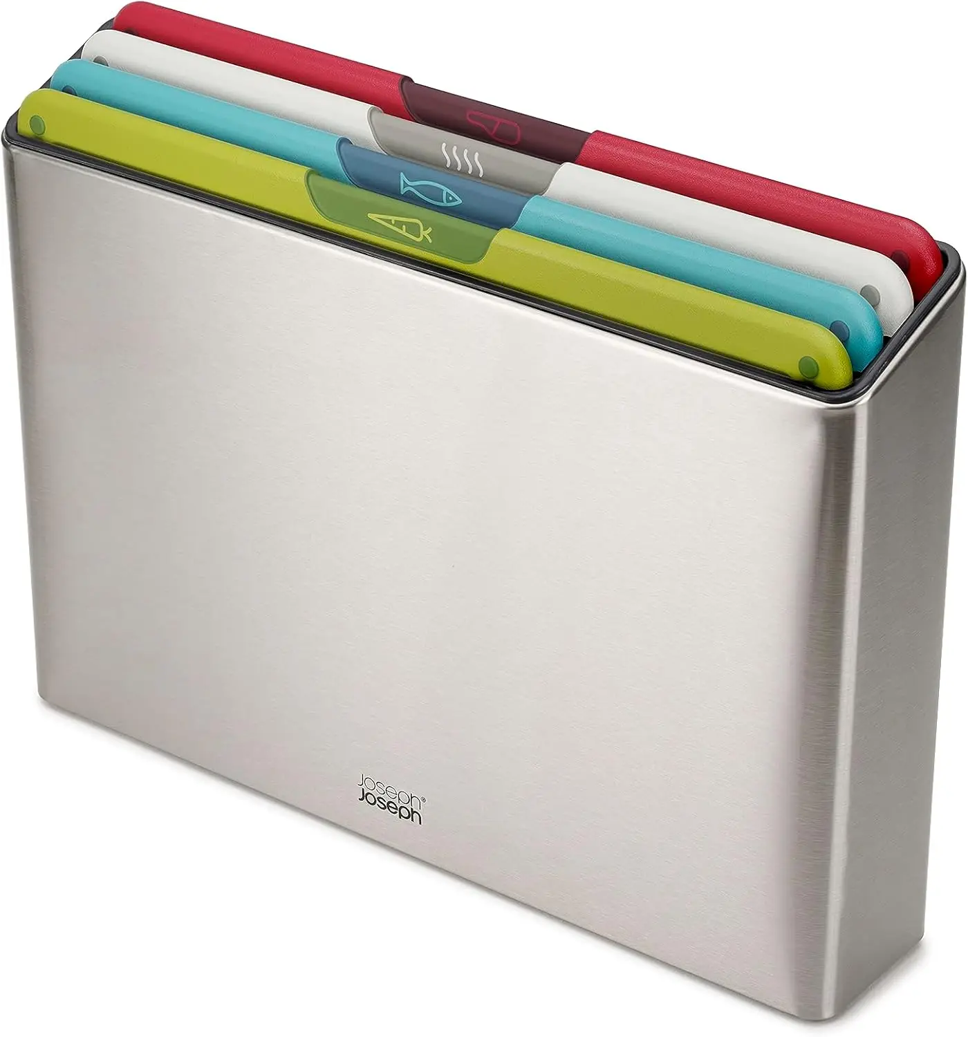 Folio Icon 4-Piece Multi Colour coded Cutting Board Set, Stainless Steel Slimline case for organized Kitchen storage, Si
Folio Icon 4-Piece Multi Colour coded Cutting Board Set, Stainless Steel Slimline case for organized Kitchen storage, Si