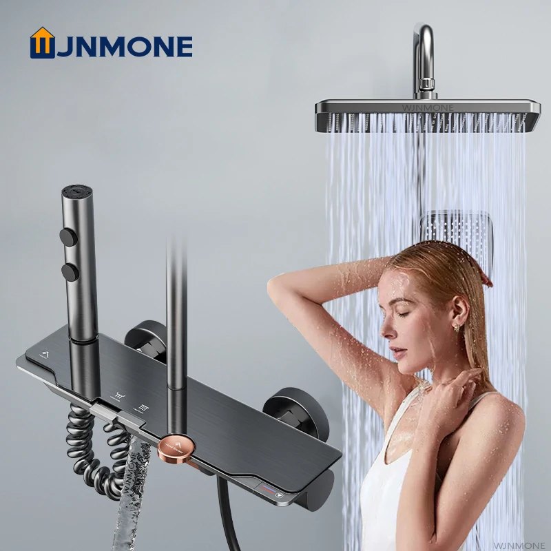 Tempered Glass Panel Rain Bathroom Shower Faucets Set Cold Hot Mixer Taps Rainfall Shower Faucet Complete Bathtub Showers System
Tempered Glass Panel Rain Bathroom Shower Faucets Set Cold Hot Mixer Taps Rainfall Shower Faucet Complete Bathtub Showers System