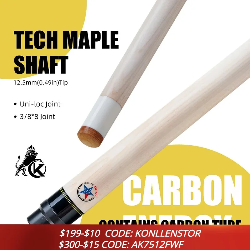 KONLLEN Maple Pool Cue Single Shaft with 12.5mm Tip Low Deflection Built in Carbon Fiber Tube Billiard Shaft for Pool Sticks
KONLLEN Maple Pool Cue Single Shaft with 12.5mm Tip Low Deflection Built in Carbon Fiber Tube Billiard Shaft for Pool Sticks