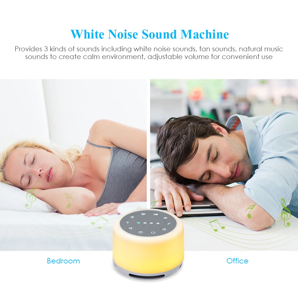 White Noise Sound Machine Mood Light & Music for Sleeping USB Rechargeable Timing Sleep Therapy for Babyroom Bedroom Office
White Noise Sound Machine Mood Light & Music for Sleeping USB Rechargeable Timing Sleep Therapy for Babyroom Bedroom Office