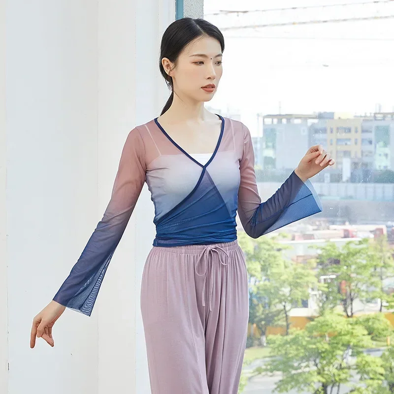 Classical dance costumes women's tops body rhyme gradual change color Chinese dance practice clothes art test gauze
Classical dance costumes women's tops body rhyme gradual change color Chinese dance practice clothes art test gauze