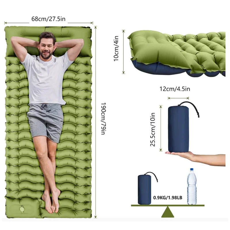 Camping Sleeping Pad With Pillow Built-in Foot Pump Inflatable Pads Compact For Outdoor Backpacking Hiking Traveling Tent
Camping Sleeping Pad With Pillow Built-in Foot Pump Inflatable Pads Compact For Outdoor Backpacking Hiking Traveling Tent