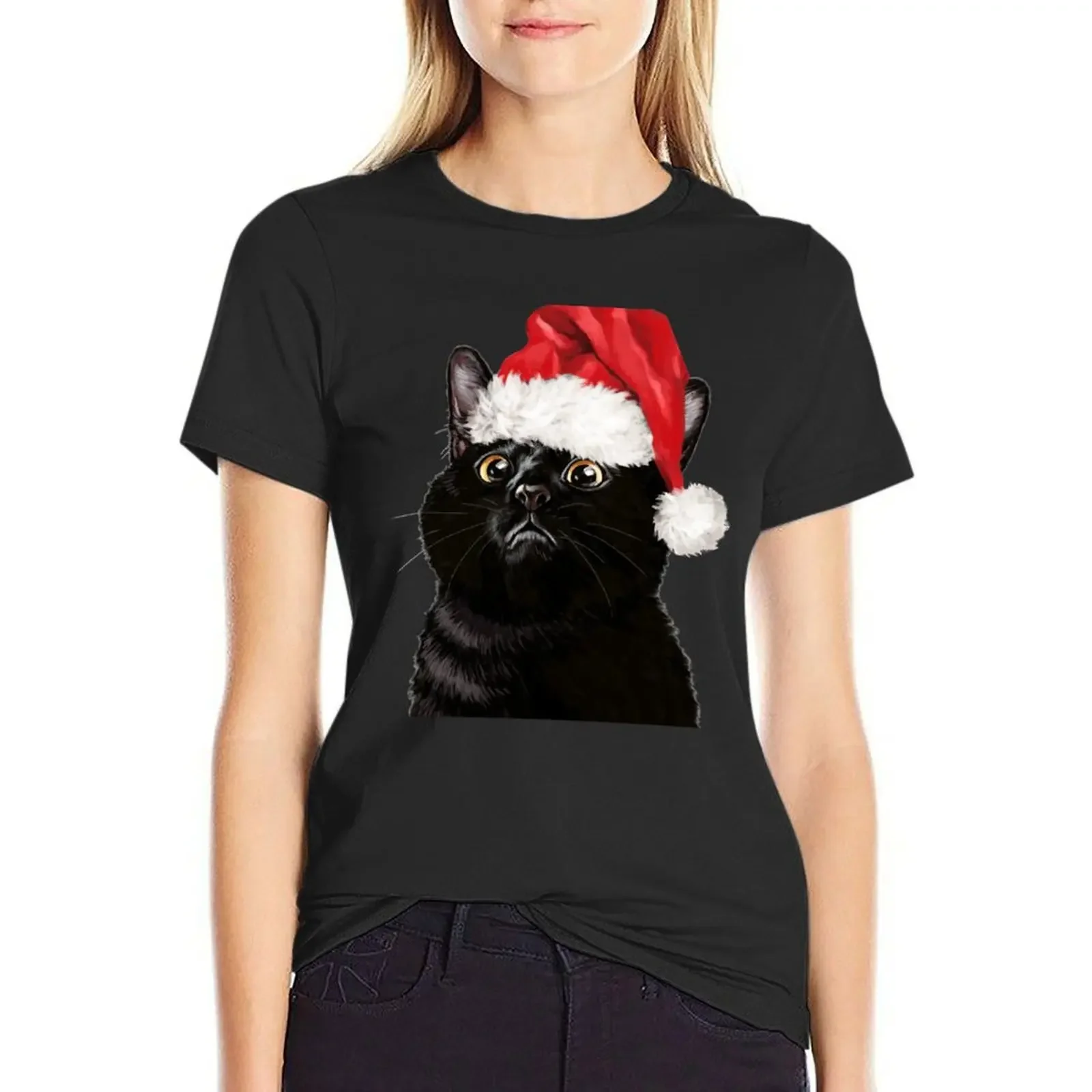 Christmas Black Cat T-Shirt tops funnys animal prinfor sublime korean Women's clothes
Christmas Black Cat T-Shirt tops funnys animal prinfor sublime korean Women's clothes