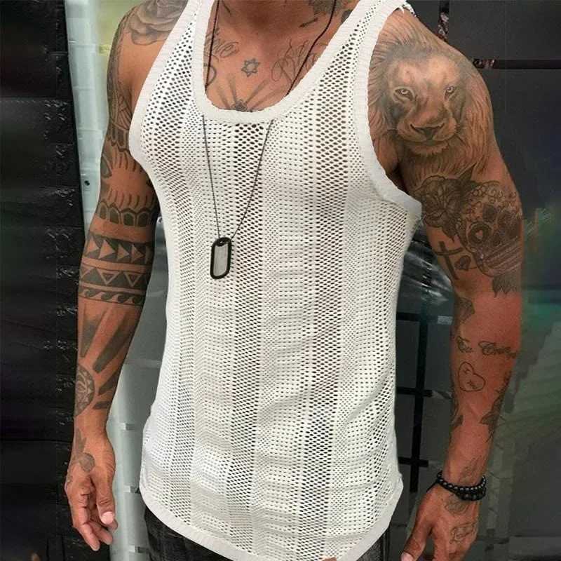 Europe and The United States Men's Summer Thin Sleeveless Men's Vest New White Mesh Hollowed Out Sports Outdoor Fitness Jacket
Europe and The United States Men's Summer Thin Sleeveless Men's Vest New White Mesh Hollowed Out Sports Outdoor Fitness Jacket
