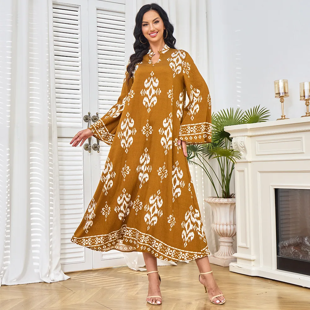 Muslim Robe Clothing Factory Robe Women's Long Skirt Fashion Print Dubai Women's Travel Party Dress
Muslim Robe Clothing Factory Robe Women's Long Skirt Fashion Print Dubai Women's Travel Party Dress