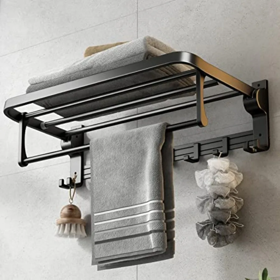 24 Inch Towel Rack with Towel Bar Holder Foldable Towel Shelf with Movable Hooks Rustproof Towel Storage Wall Mount for Bathroo
24 Inch Towel Rack with Towel Bar Holder Foldable Towel Shelf with Movable Hooks Rustproof Towel Storage Wall Mount for Bathroo