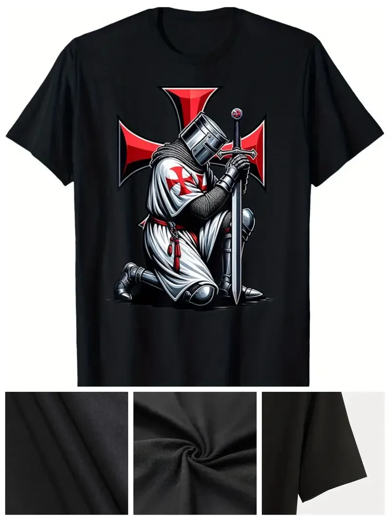 Men's Knight Templar Christian Warrior Crusader T-Shirt - Casual Cotton Crew Nec
Men's Knight Templar Christian Warrior Crusader T-Shirt - Casual Cotton Crew Nec