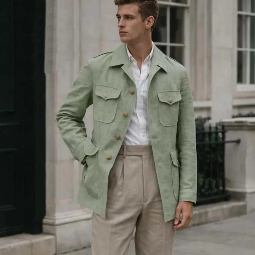 Handmade Linen Safari Men Suits Vintage Tailored 2 Pieces Blazer Pants Set for Wedding Groom Guest Prom Formal Party 2026
Handmade Linen Safari Men Suits Vintage Tailored 2 Pieces Blazer Pants Set for Wedding Groom Guest Prom Formal Party 2026