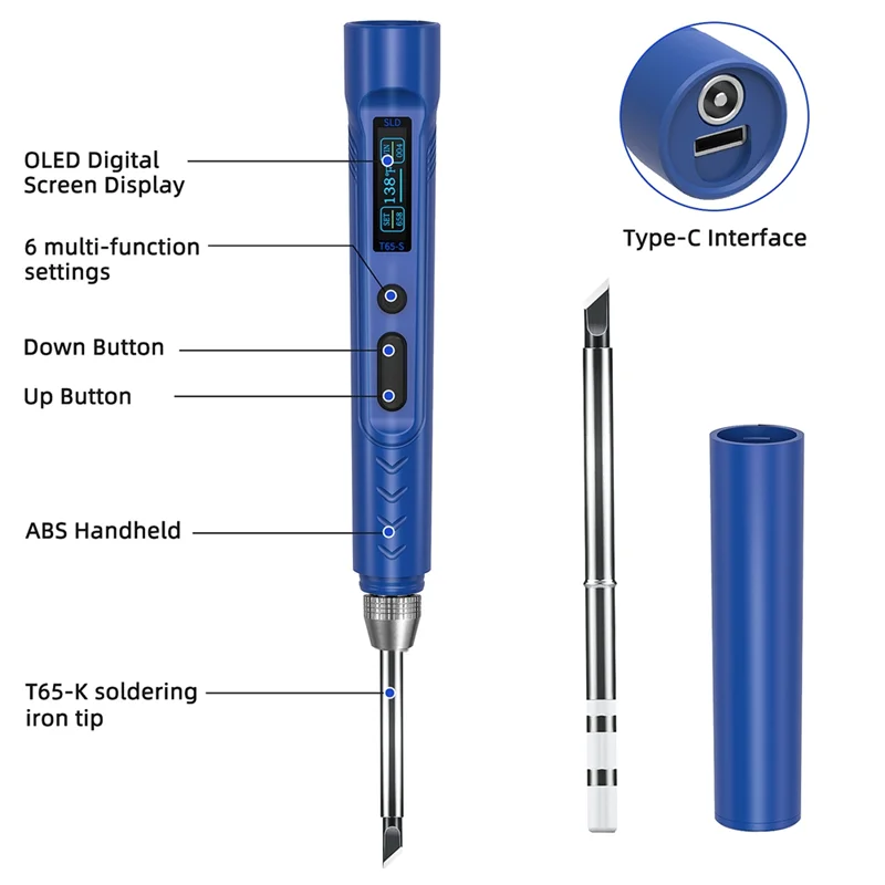 A95I-Fast Heating Soldering Iron Kit For Electronics, DC/PD Soldering Pen With K Solder Tip, 150℃-450℃(Adapter Not Included)
A95I-Fast Heating Soldering Iron Kit For Electronics, DC/PD Soldering Pen With K Solder Tip, 150℃-450℃(Adapter Not Included)