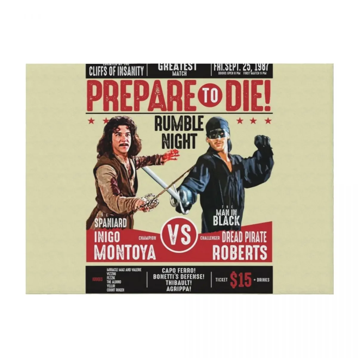 Inigo Montoya vs Dread Pirate Roberts Fencing Poster Throw Blanket Beach Quilt Soft Softest Blankets
Inigo Montoya vs Dread Pirate Roberts Fencing Poster Throw Blanket Beach Quilt Soft Softest Blankets