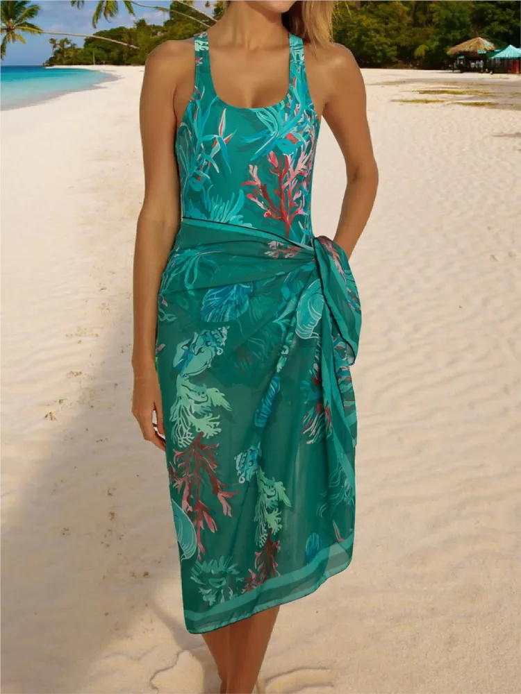 Retro Bikini Printed Fashion Two Piece Swimsuit And Cover Up With Skirt Tight Women's Bandage Summer Beach Luxury Elegant
Retro Bikini Printed Fashion Two Piece Swimsuit And Cover Up With Skirt Tight Women's Bandage Summer Beach Luxury Elegant