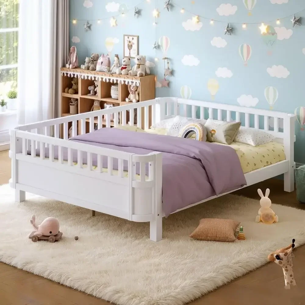 Detachable Guardrail Wood Kids Bed with Slat Support, Low Profile White Bed for Children
Detachable Guardrail Wood Kids Bed with Slat Support, Low Profile White Bed for Children