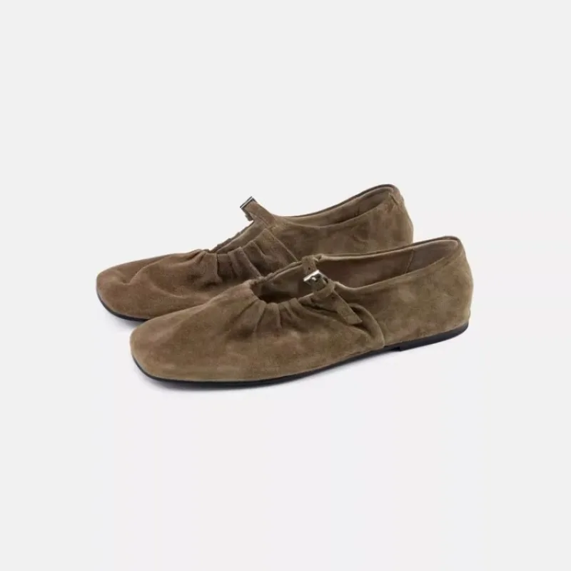 2025 Spring French Belt Buckle Ballet Flats Shoes Woman Retro Brown Suede Leather Mary Jane Shoes Sexy Pleated Flat Single Shoes
2025 Spring French Belt Buckle Ballet Flats Shoes Woman Retro Brown Suede Leather Mary Jane Shoes Sexy Pleated Flat Single Shoes