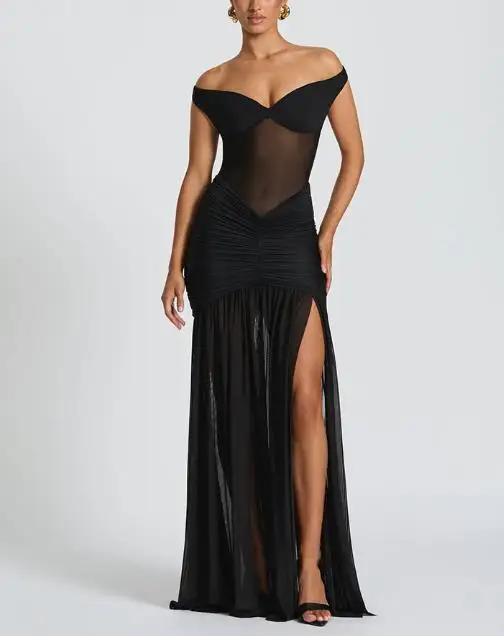 Women Dress 2026 Summer Elegant Sexy Mesh Mesh Splicing See Through One-Piece Collar Exposed Shoulder Bag Hip Bag Banquet Dress
Women Dress 2026 Summer Elegant Sexy Mesh Mesh Splicing See Through One-Piece Collar Exposed Shoulder Bag Hip Bag Banquet Dress