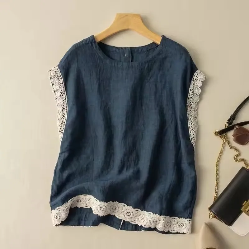 Vintage Cotton Linen Sleeveless Vest Women's 2025 Summer New Korean Literary Loose Casual Plaid Tank Tops Patchwork Lace Side T
Vintage Cotton Linen Sleeveless Vest Women's 2025 Summer New Korean Literary Loose Casual Plaid Tank Tops Patchwork Lace Side T