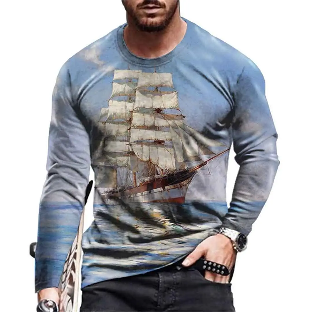 Vintage Men's Long Sleeve T Shirt 3D Navigation Sailing Ship Graphic Print Casual Oversize T Shirt Clothing Men Streetwear Tops
Vintage Men's Long Sleeve T Shirt 3D Navigation Sailing Ship Graphic Print Casual Oversize T Shirt Clothing Men Streetwear Tops