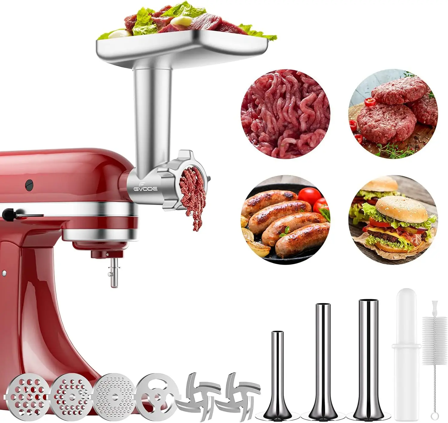 Meat Grinder Attachment for Stand Mixers, Includes 4 Plates, 3 Sausage Tubes, 2 Blades - Versatile Kitchen Tool
Meat Grinder Attachment for Stand Mixers, Includes 4 Plates, 3 Sausage Tubes, 2 Blades - Versatile Kitchen Tool