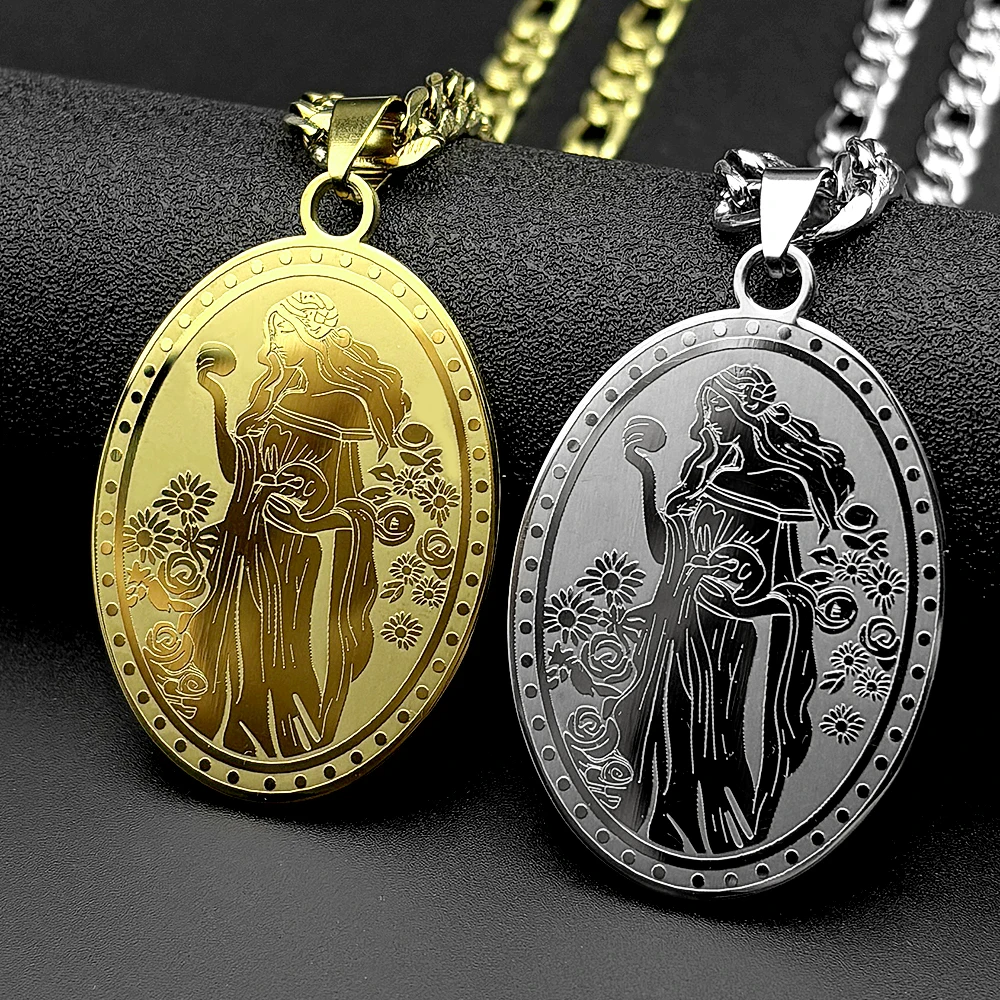 Oval Medal Roman Mythology Fortuna Pendant Necklace for Women Men Stainless Steel Gold Color Tyche Goddess Greek Chain Jewelry
Oval Medal Roman Mythology Fortuna Pendant Necklace for Women Men Stainless Steel Gold Color Tyche Goddess Greek Chain Jewelry