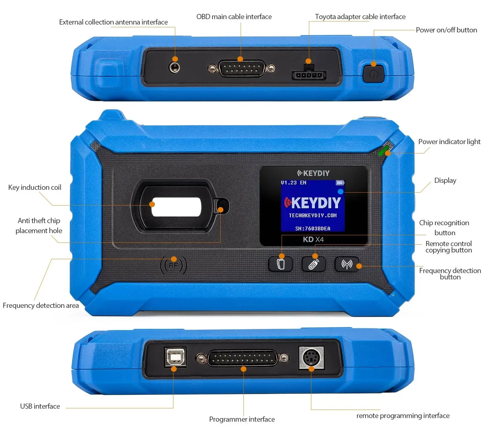 KEYDIY X4 KD-X4 KDX4 5-in-1 Key Programmer Combines KD Max KD Mate KD Mini KD Prog and BDC03 specific dismantling free clip
KEYDIY X4 KD-X4 KDX4 5-in-1 Key Programmer Combines KD Max KD Mate KD Mini KD Prog and BDC03 specific dismantling free clip
