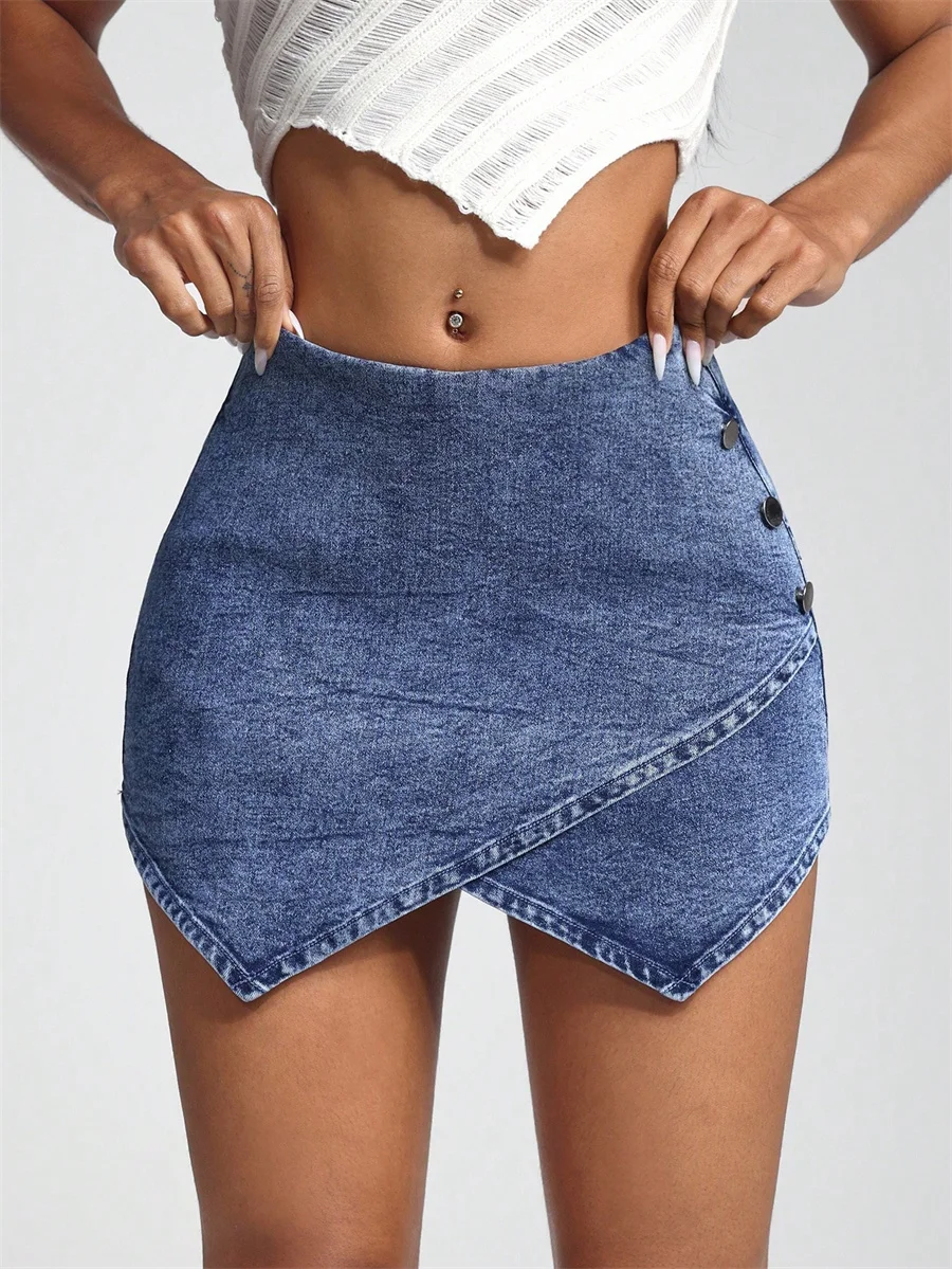 Benuynffy Fashion Side Button Sexy Denim Shorts Skirts Women's Summer Retro Mid Waisted Female Elastic Asymmetry Hem Shorts
Benuynffy Fashion Side Button Sexy Denim Shorts Skirts Women's Summer Retro Mid Waisted Female Elastic Asymmetry Hem Shorts