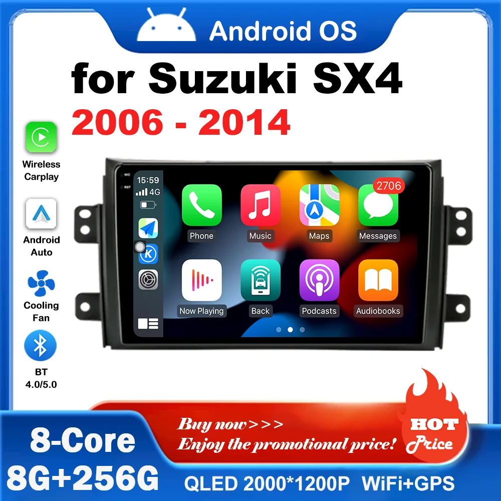 Wireless Carplay 4G BT WiFi Car Radio Multimedia Player Split Screen Android OS GPS Navigation 9 '' for Suzuki SX4 2006 - 2014
Wireless Carplay 4G BT WiFi Car Radio Multimedia Player Split Screen Android OS GPS Navigation 9 '' for Suzuki SX4 2006 - 2014
