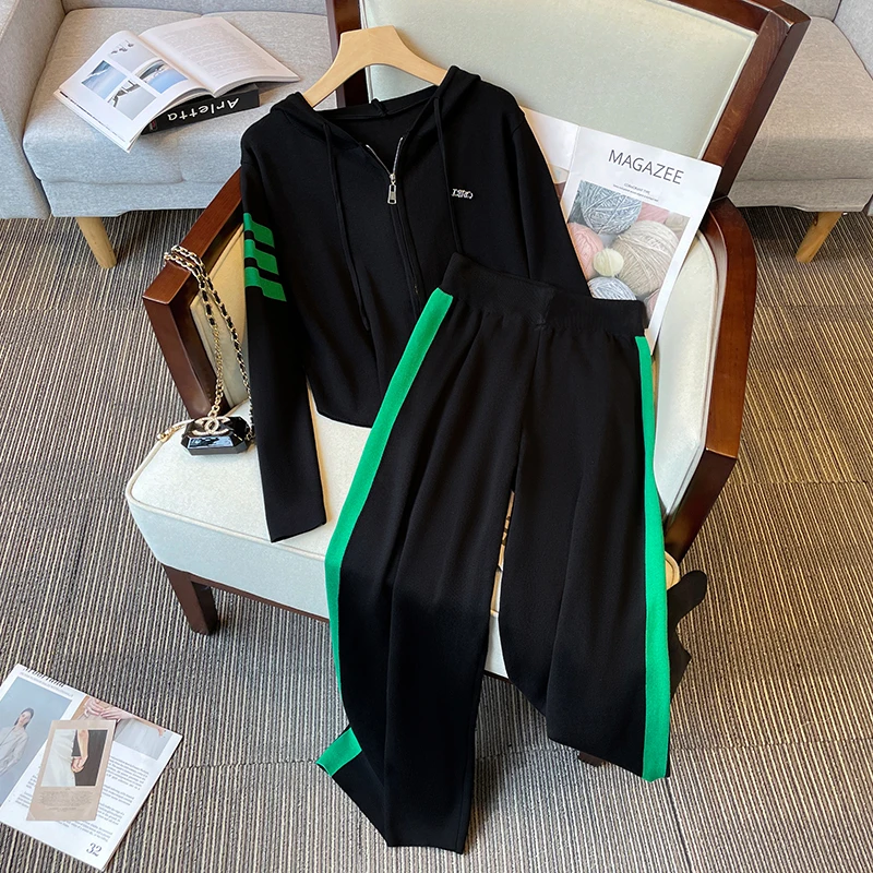 Women Stripe Knitted Suit Hoodies Cardigan Top And Pant Two Piece Set Sweater Matching Outfit Female Tracketsuit Casual Clothing
Women Stripe Knitted Suit Hoodies Cardigan Top And Pant Two Piece Set Sweater Matching Outfit Female Tracketsuit Casual Clothing