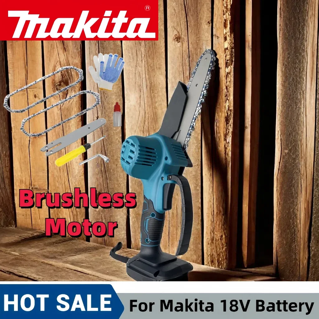 Makita rechargeable high-power lithium battery household small handheld multifunctional brushless electric 6-inch chain saw
Makita rechargeable high-power lithium battery household small handheld multifunctional brushless electric 6-inch chain saw