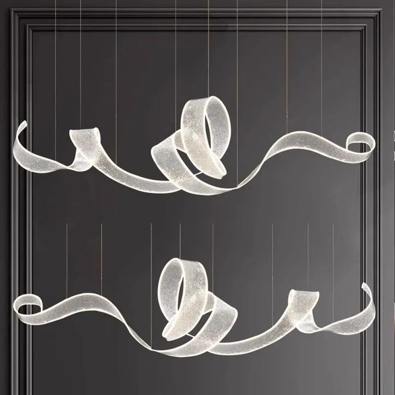 Acrylic ribbon pendant light restaurant light hotel cashier front desk tea room pendant light
Acrylic ribbon pendant light restaurant light hotel cashier front desk tea room pendant light