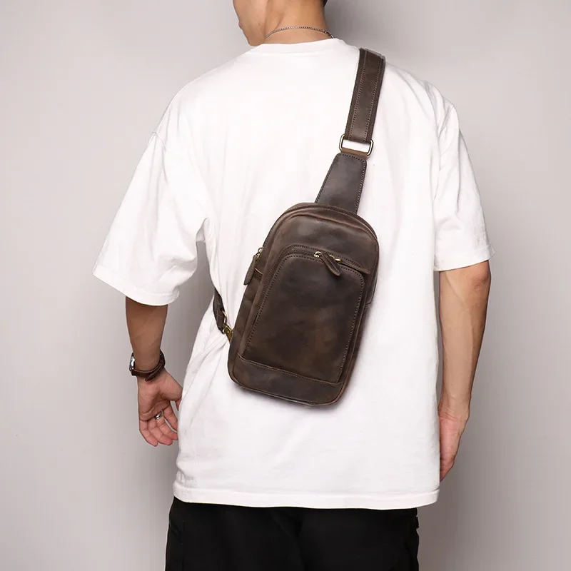 Vintage Genuine Leather Men's Fit Chest Bag Crazy Horse Leather Crossbody Bag Sports Small Shoulder Backpack
Vintage Genuine Leather Men's Fit Chest Bag Crazy Horse Leather Crossbody Bag Sports Small Shoulder Backpack