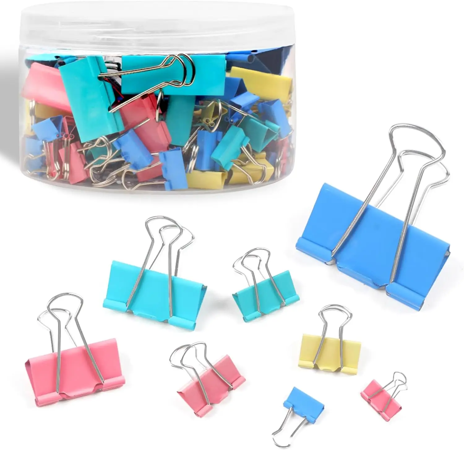 125Pcs Binder Clips Assorted Sizes, 6 Sizes Paper Clips for Office Home School, Blue Pink Yellow Green
125Pcs Binder Clips Assorted Sizes, 6 Sizes Paper Clips for Office Home School, Blue Pink Yellow Green