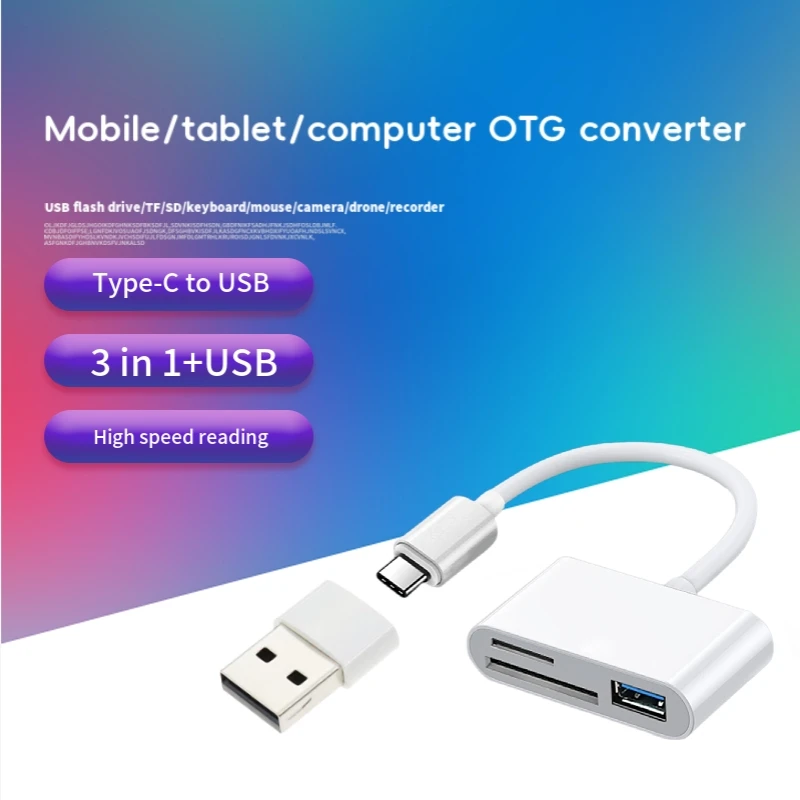 Комплект устройства чтения карт памяти Type-C 3-в-1 + Type-C к USB Многофункциональное устройство чтения карт Подходит для высокоскоростного считывания и данных
Комплект устройства чтения карт памяти Type-C 3-в-1 + Type-C к USB Многофункциональное устройство чтения карт Подходит для высокоскоростного считывания и данных