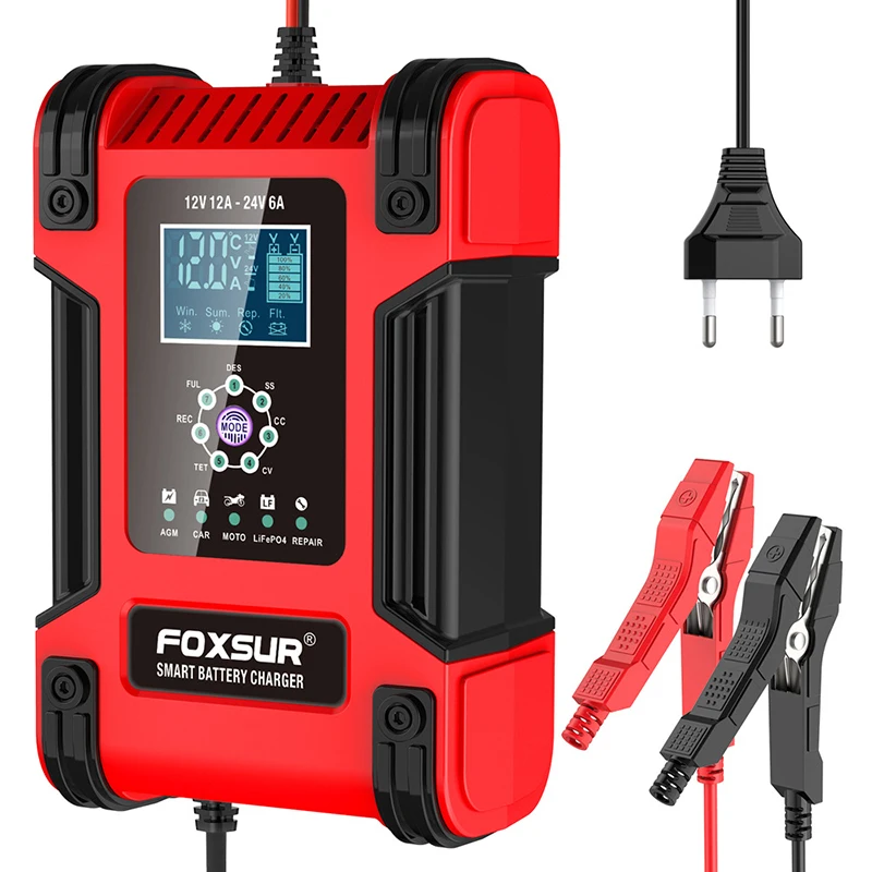 Full Automatic Car Battery Charger 12V 24V 12A Digital LCD Display Battery Charger Power Pulse Repair Wet Dry Lead-acid Charger
Full Automatic Car Battery Charger 12V 24V 12A Digital LCD Display Battery Charger Power Pulse Repair Wet Dry Lead-acid Charger