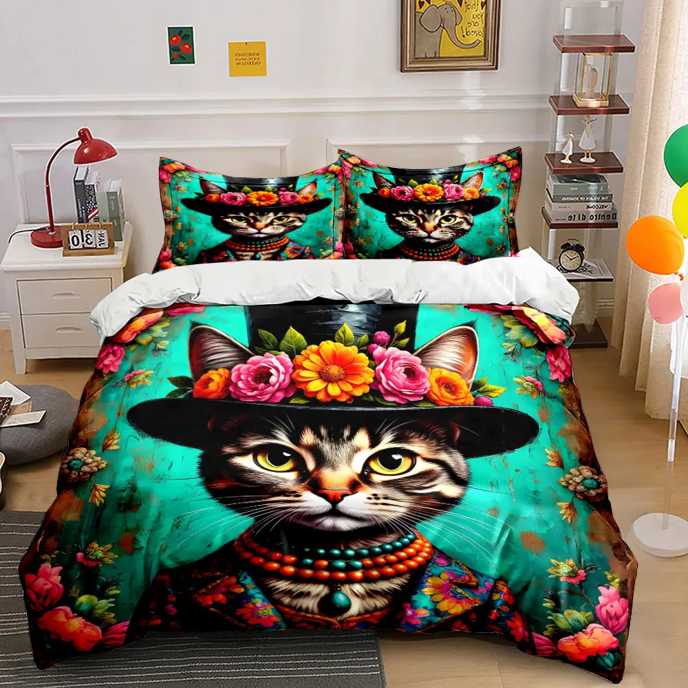 Cat in floral suit and hat Print Soft Comfortable Duvet Cover Bedding Set Included 1*Duvet Cover 2*Pillowcases Luxury gifts
Cat in floral suit and hat Print Soft Comfortable Duvet Cover Bedding Set Included 1*Duvet Cover 2*Pillowcases Luxury gifts