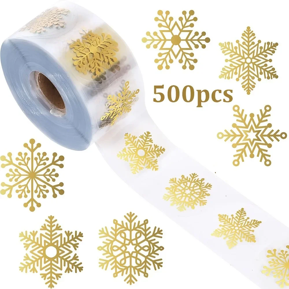 500pcs/Roll Golden Snowflake Christmas Stickers Transparent Self-Adhesive Decoration Holiday DIY Crafts Scrapbooking Supplies
500pcs/Roll Golden Snowflake Christmas Stickers Transparent Self-Adhesive Decoration Holiday DIY Crafts Scrapbooking Supplies