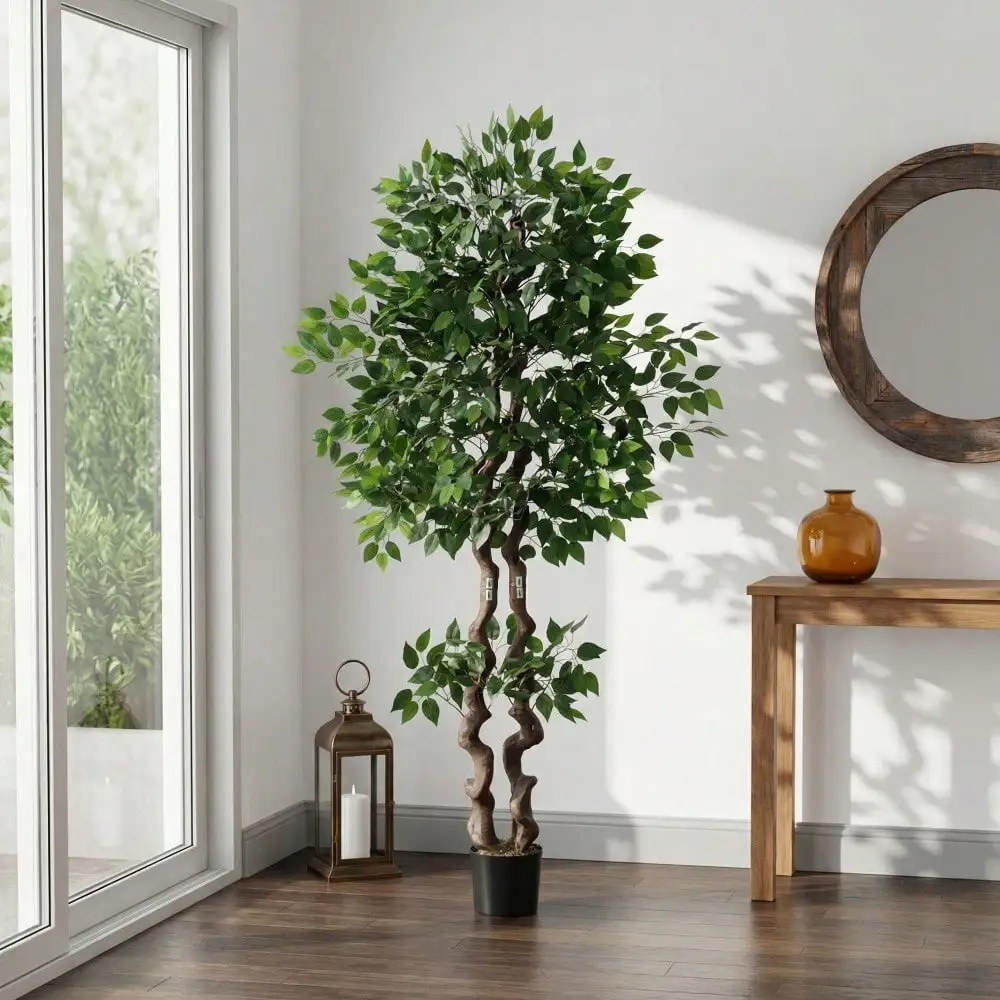 Artificial Ficus Tree Faux Banyan Floor Plant With Realistic PVC Leaves Natural Trunk For Home Office Corner Decor
Artificial Ficus Tree Faux Banyan Floor Plant With Realistic PVC Leaves Natural Trunk For Home Office Corner Decor