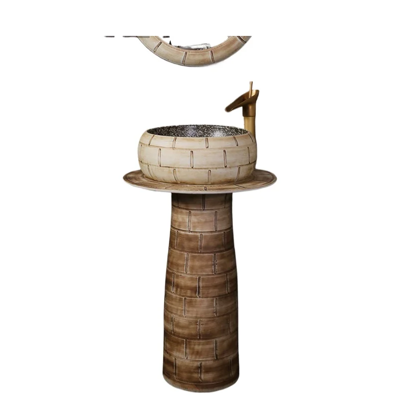 Retro brick pattern ceramic column type washbasin, antique outdoor floor washbasin integrated
Retro brick pattern ceramic column type washbasin, antique outdoor floor washbasin integrated