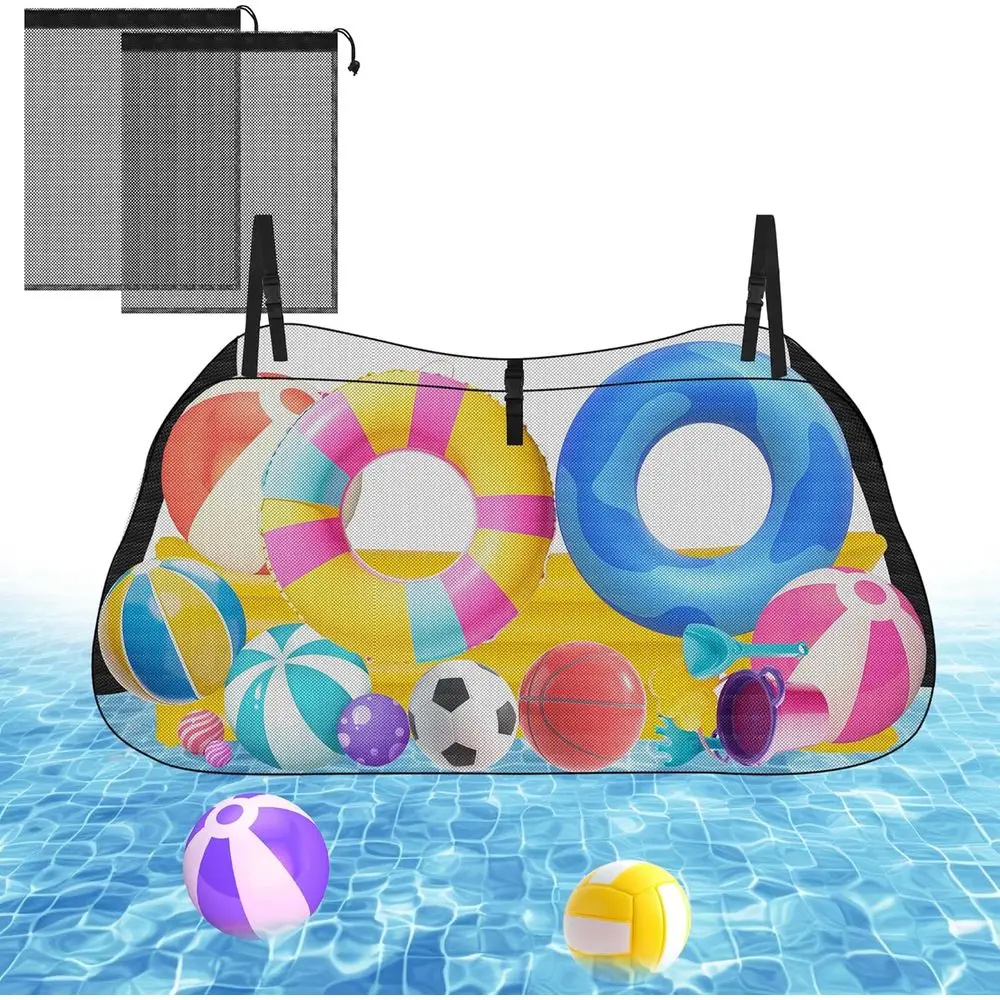 Pool Storage Bag, Adjustable Hanging Mesh Organizer with 2 Extra Mesh or Floats, Pool Accessories - Heavy Duty Reinforced Attach
Pool Storage Bag, Adjustable Hanging Mesh Organizer with 2 Extra Mesh or Floats, Pool Accessories - Heavy Duty Reinforced Attach